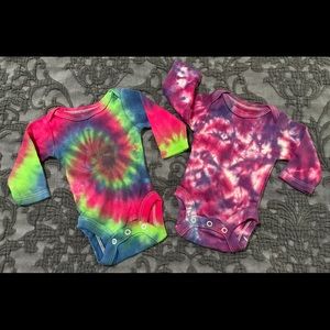 New 2 Tie Dyed Preemie 1 Piece Newborn Hippie Baby